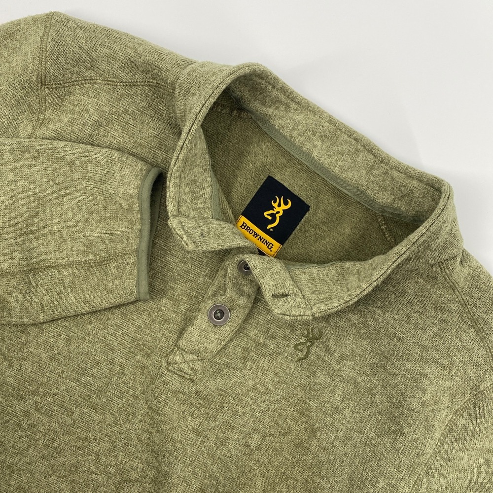 Browning Sweater Fleece Henley Mens XXXL Green Pullover Hunting Outdoors Utility